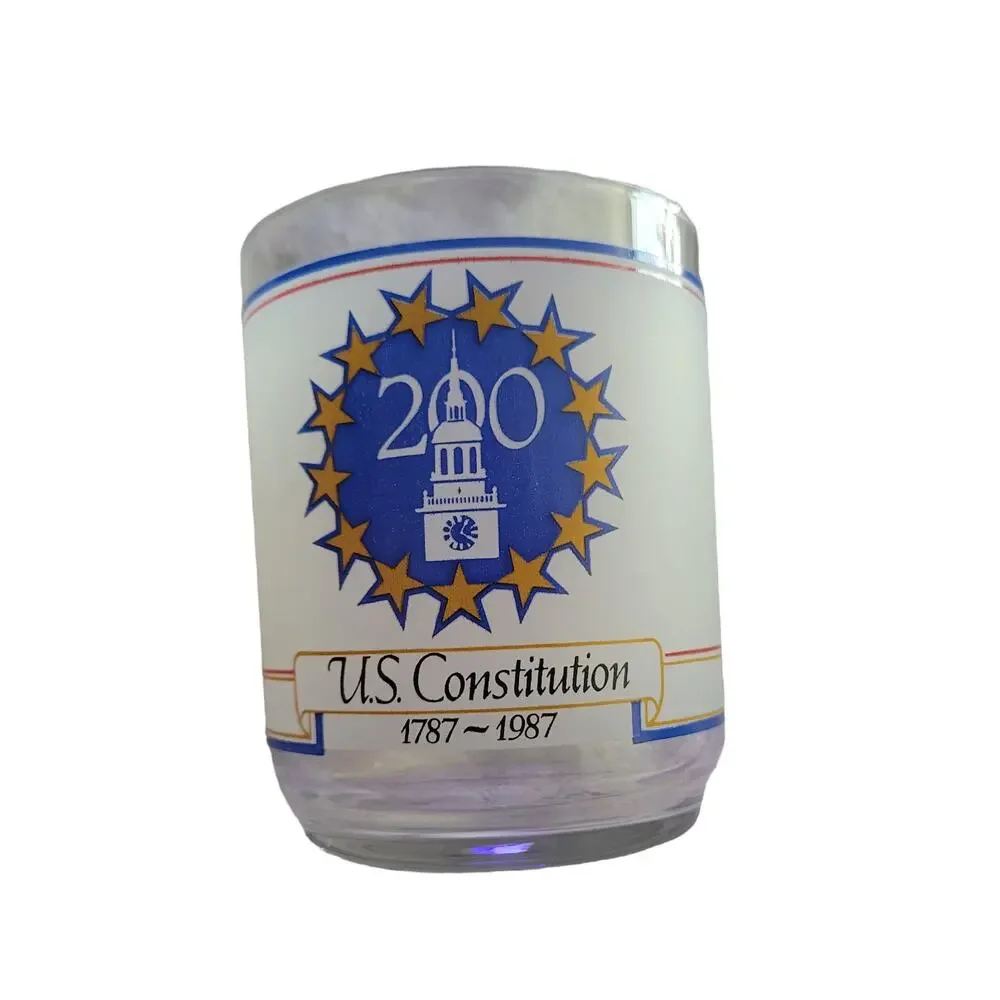 Vintage US Constitution 200th Anniversary We the People Frosted Glasses set of 2